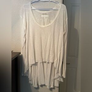 Free People Cream Layered Long Sleeve Top